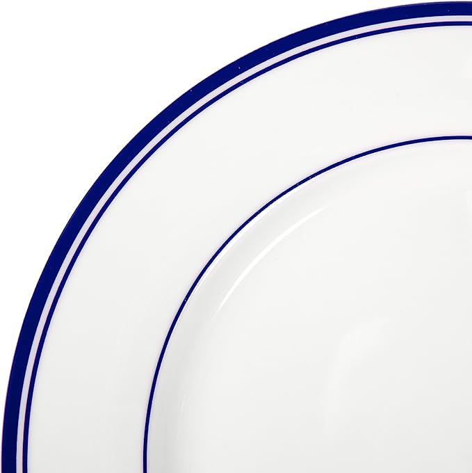 Amazon Basics 16-Piece Cafe Stripe Dinnerware Set, Microwave and Dishwasher Safe, Plates, Bowls, Mugs, Service for 4, Blue