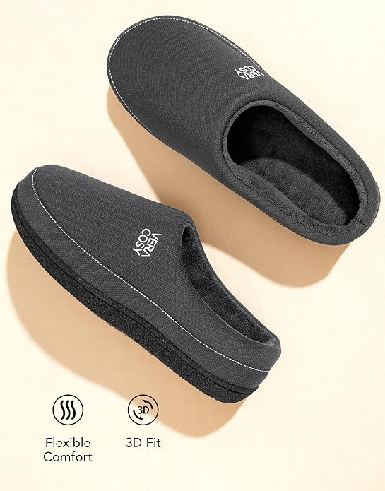 VeraCosy Men's Moccasin Slippers Comfy Soft Durable Slip-on Indoor Memory Foam House Shoes