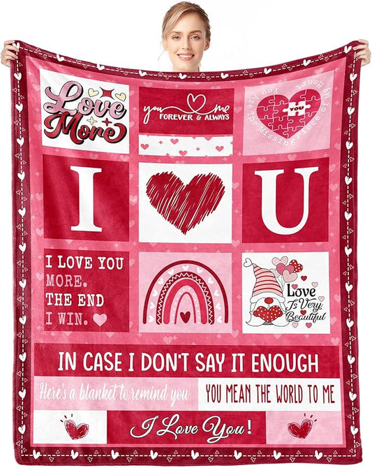 Gifts for Her, Valentines Blanket 60X50in, Romantic I Love You Gifts for Women Wife Girlfriend from Him Husband Boyfriend, Mothers Day Anniversary Birthday Unique Presents for Women Her