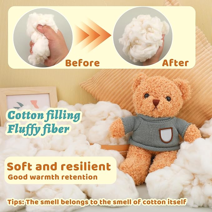 ZXIIXZ 200g/0.44lb Cotton Filling, (7oz-4.4 lb) Natural Cotton Stuffing for Stuffed Crochet Animals, Soft Premium Fiber Fill Cotton Batting for Pillow Stuffing, Cushions, DIY Stuffing Home Crafts