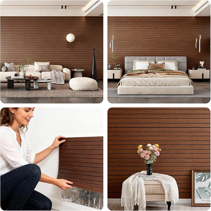3D Wall Panels Peel and Stick – 15.74"x118" PVC Faux Wood Grain Texture, Self Adhesive Waterproof Wall Covering, DIY Accent Wall, Sofa Background Backsplash & Modern Home Decor, Covers 12.9 sq.ft