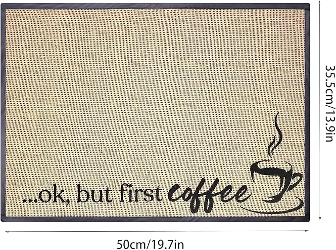 20 x 14 Inch Coffee Bar Mat, Large Coffee Mat for Countertop Kitchen Counter, Retro Coffee Pot Table Mat for Coffee Station Maker, Espresso Machine Tea Pad Placemat Bar Accessories, A
