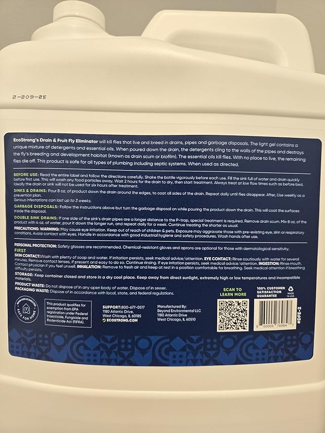 Fruit Fly Drain Treatment | Drain Fly Eliminator | Eliminates Gnats, Sewer Flies and More - Works in All Drains - 256 Fl Oz