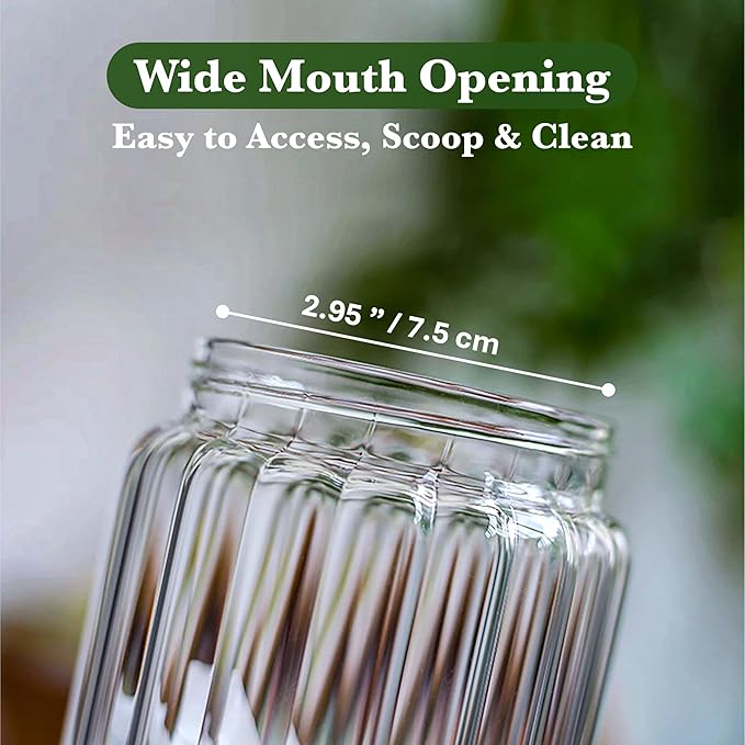 Decorative Borosilicate Glass Jar with Screw Top Airtight Wooden Lid, 40 oz/1200ml Leak Resistant Food Storage Canister, Wide Mouth Container for Cereal Coffee Cookie Candy Overnight Oats Sourdough