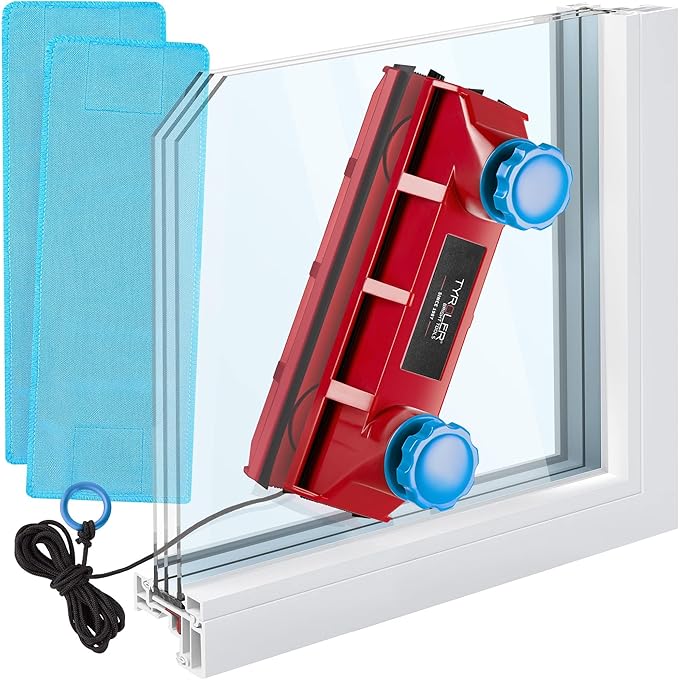 Tyroler Magnetic Window Cleaner The Glider D3 AFC + Extra 2 Microfiber Cloths Bundle: for 0.1-1.1" Thick Windows with a Premium Replacement Microfiber Cleaning Cloths