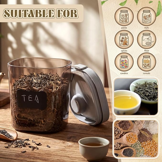 Suclain 2 Pack 44oz Airtight Coffee Canisters Light Blocking Tea Storage Containers with Scoop, Airtight Food Jars for Loose Leaf Tea, Sugar, Formula, Coffee Bean, with Chalk Marker & 8 Stickers