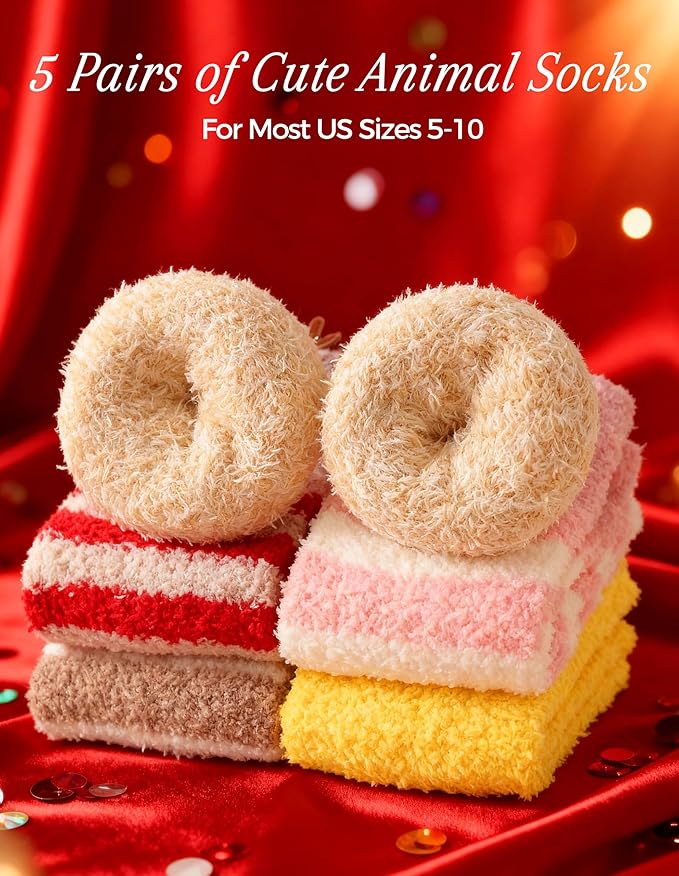 TEHOOK Warm & Cozy Gifts for Women, Fluffy Fuzzy Plush Sleeping Slipper Socks - Soft Warm Fabric