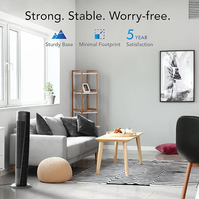 Vornado OSC84 41" Whole Room Oscillating Tower Fan, Remote Control, 70-Degree Oscillation, Quiet Operation, 4 Speed Settings, 8-Hour Timer, Powerful Air Circulation, Black