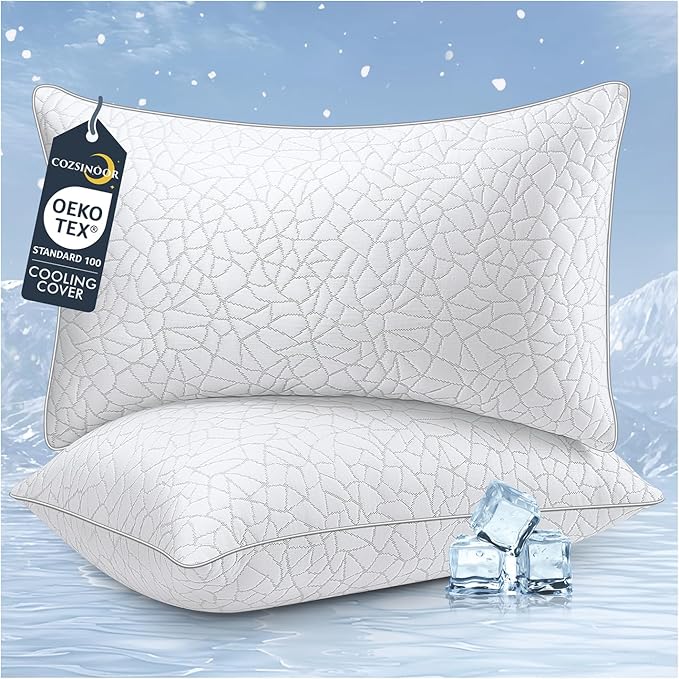 COZSINOOR King Size Bed Pillows - Breathable Premium Down Alternative Pillows Set of 2 for Side, Back, and Stomach Sleepers Cooling Hotel Quality Fluffy Soft Microfiber Fill Skin-Friendly