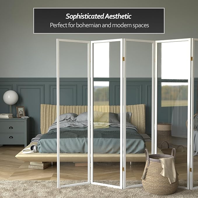 Red Lantern 6 ft. Tall Clear Plastic Partition White 6 Panel