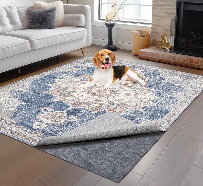 Non-Slip Rug Pads 1/4” Thick, 7x10Ft Waterproof Rugs Non Skid Rug Pad for All Floors and Finishes Durable Hardwood Floor Protective Felt Keeps Rugs in Place, Safe and Secure