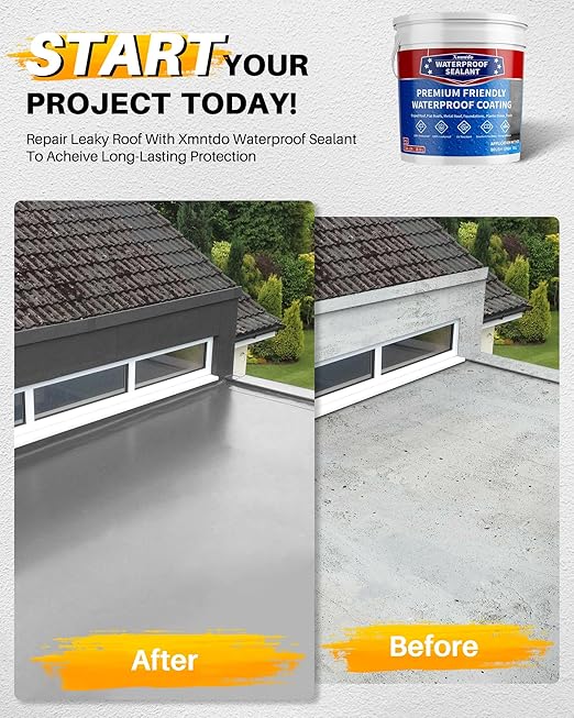 Polyurethane Waterproof Coating 5 Gallon, Light Gray - Multi-Surface Leak Repair Polyurethane Sealant, Rubber Coating for Roof, Gutter, Concrete & Construction