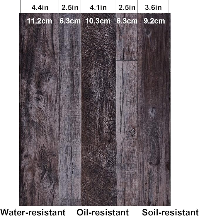WENMER 17.71" x 118" Grey Wood Peel and Stick Shiplap Self-Adhesive Wallpaper Planks for Countertop, Cabinet, Shelf, Wall, Door