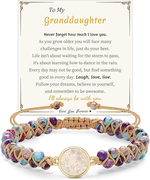Mothers Day Gifts for Daughter Granddaughter, To My Mom Grandma Wife Girlfriend Sister Jasper Heart Bracelets Birthday Anniversary Christmas Stocking Stuffers Valentines Day Jewelry
