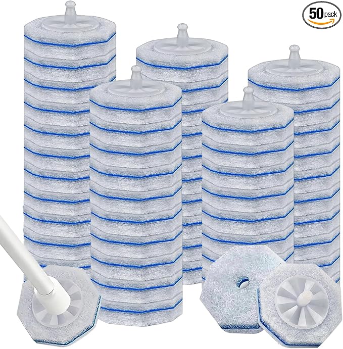 Toilet Bowl Cleaner Replacement Heads, 50 Pack, Compatible with Clorox ToiletWand, Preloaded Cleaning Pads, Snap-On Hygienic Refill
