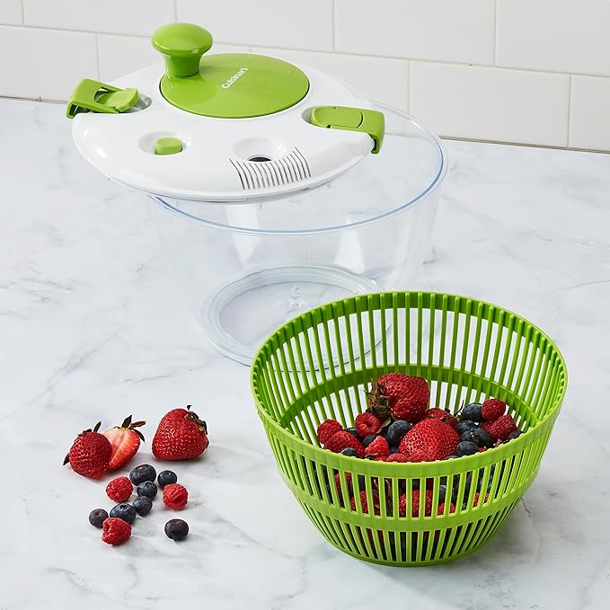 Cuisinart Large Spin Stop Salad Spinner- Wash,Spin & Dry Salad Greens,Fruits & Vegetables,5qt,CTG-00-SAS1,(Pack of 4)