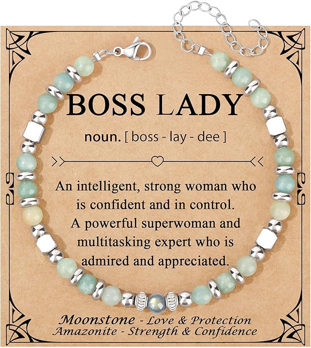 JoycuFF 𝗚𝗶𝗳𝘁𝘀 𝗳𝗼𝗿 𝗪𝗼𝗺𝗲𝗻 𝗠𝗼𝗼𝗻𝘀𝘁𝗼𝗻𝗲 𝗕𝗿𝗮𝗰𝗲𝗹𝗲𝘁 Amazonite Colorful Imperial Jasper Stainless Steel Beads Bracelets, Mothers Day Birthday Christmas Valentines Graduation Gifts