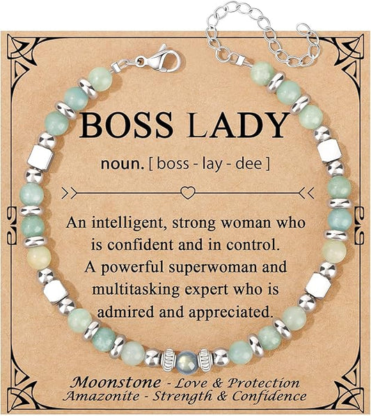 JoycuFF 𝗚𝗶𝗳𝘁𝘀 𝗳𝗼𝗿 𝗪𝗼𝗺𝗲𝗻 𝗠𝗼𝗼𝗻𝘀𝘁𝗼𝗻𝗲 𝗕𝗿𝗮𝗰𝗲𝗹𝗲𝘁 Amazonite Colorful Imperial Jasper Stainless Steel Beads Bracelets, Mothers Day Birthday Christmas Valentines Graduation Gifts