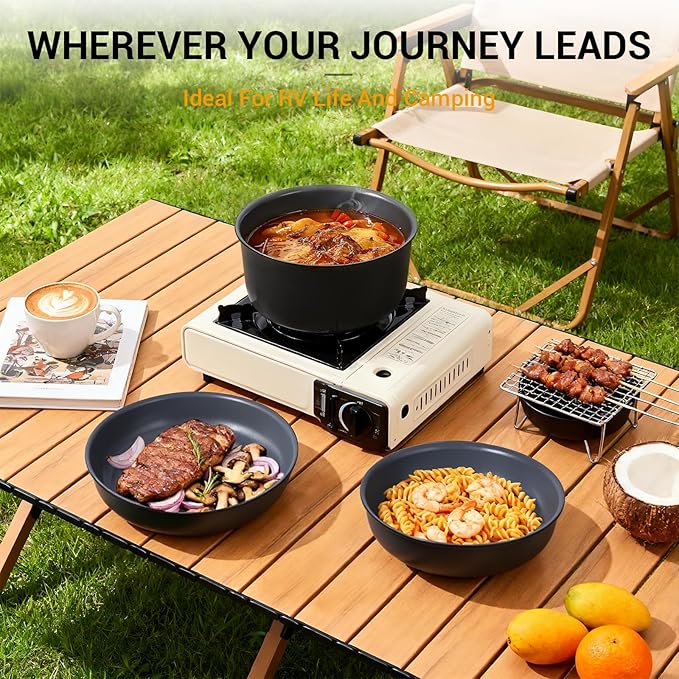 Ammeloo 18-Piece Ceramic Pots and Pans Set Non Stick, Non Toxic Cookware Set with Removable Handles, Pot Sets for Cooking, Induction Ready, Dishwasher & Oven Safe, PFAS PFOA & PTFE Free (Black)
