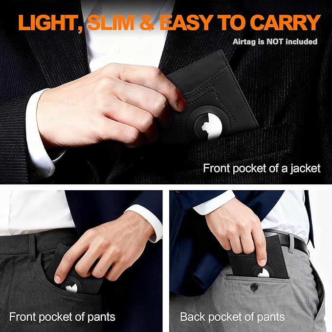 Wallet for Men Slim RFID Blocking Bifold Carbon Fiber,Minimalist Small Compact Front Pocket Credit Card Holder,Thin Mens Leather Wallets Smart Security With 2 ID windows 1 Cash (Crazy Horse Black)