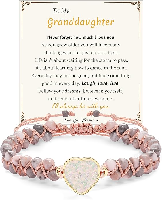 Mothers Day Gifts for Daughter Granddaughter, To My Mom Grandma Wife Girlfriend Sister Jasper Heart Bracelets Birthday Anniversary Christmas Stocking Stuffers Valentines Day Jewelry