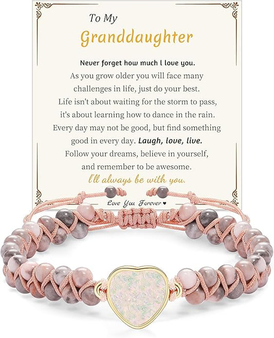 Mothers Day Gifts for Daughter Granddaughter, To My Mom Grandma Wife Girlfriend Sister Jasper Heart Bracelets Birthday Anniversary Christmas Stocking Stuffers Valentines Day Jewelry