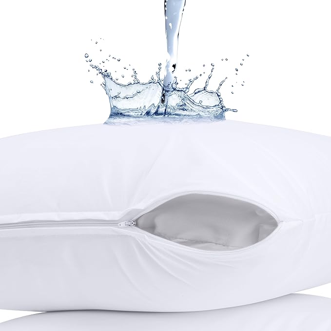 Utopia Bedding Premium 100% Waterproof Pillow Protectors with Zipper King Size (Set of 40), Bed Bug and Dust Mite Proof Zippered Pillow Covers, Pillow Encasement Cases, White