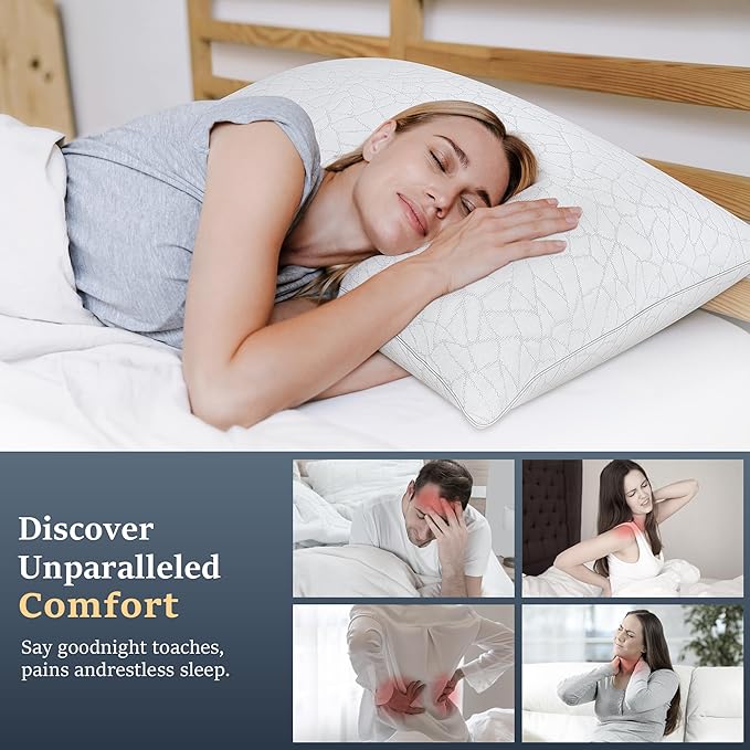 COZSINOOR Standard Size Cooling Bed Pillows - Premium Down Alternative Breathable Pillows Set of 2 for Side, Back, and Stomach Sleepers Hotel Quality Fluffy Soft Microfiber Fill Skin-Friendly