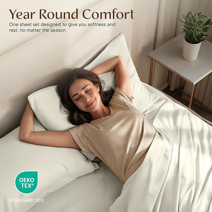 Utopia Bedding Full Size Sheet Set – 4 Piece Bed Sheets, Soft and Breathable Microfiber, Includes 1 Fitted Sheet, 1 Flat Sheet and 2 Pillowcases – Oeko Tex (Ivory)