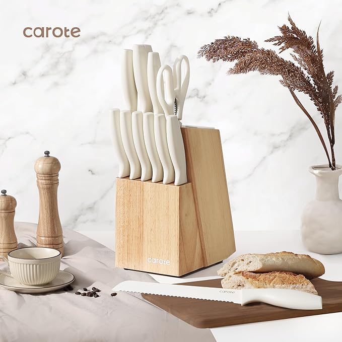CAROTE 21Pcs Pots and Pans Set & 15Piece Knife Set