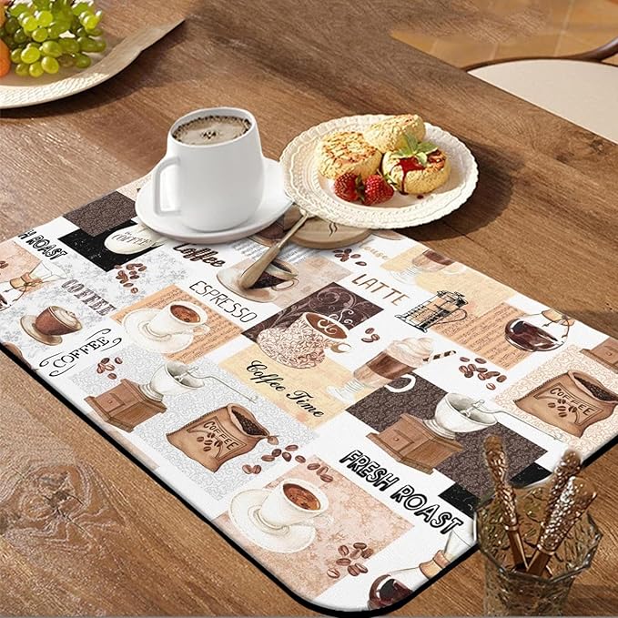 Coffee Mat Bar,Coffee Matt for Counter Mat Bar Mats for Countertop Accessories,Silicone Mats for Kitchen Counter Waterproof（19''x12''）