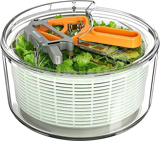 MR.SIGA Large Salad Spinner, Fruit Washing Bowl with Strainer, Salad Dryer for Washing, Spinning, and Draining Greens, Fruits, and Vegetables, 6.87 Quart Capacity
