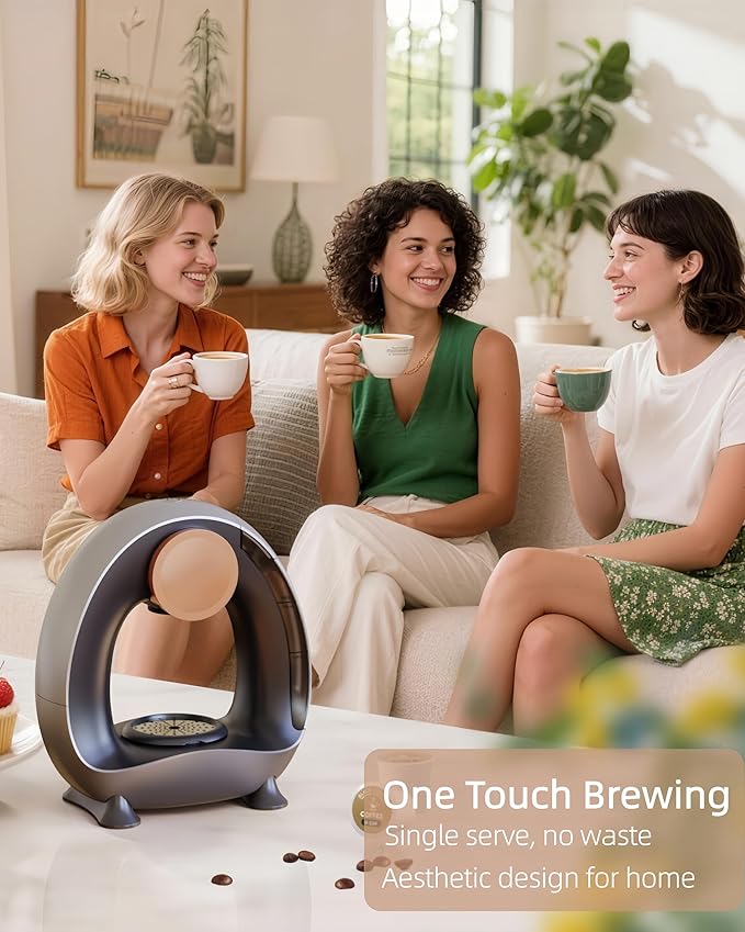 3 in 1 Single Serve Coffee Maker for K Cup, Ground and Tea Leaves, Grey Mini K Cup Coffee Brewer with One Button Operation,1400W 20s Fast Heating,Small Spaces for Bedroom/Dorms/Office/Kitchen