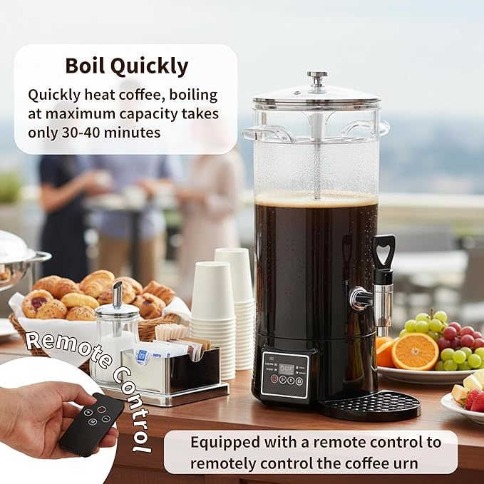 Commercial Coffee Urn Hot Beverage Dispenser Coffee Maker, Food-grade Plastic 9.5 L 60 Cups, Hot Chocolate Machine, Electric Percolator for Catering Hot Water for Hot Cocoa, Drink, Tea, Juice