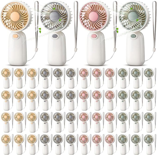 EBOOT 48 Pack Mini Portable Fans Bulk with Rope Hanging, Small Handheld Fan Battery Operated Fan in 4 Assorted Colors for Women Men Travel, Gym, Office, Wedding, Camping, Makeup（Rope Hanging）