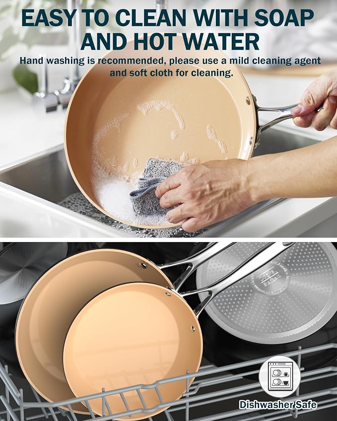 Cooks Standard Classic 11 Inch Hard Anodized Ceramic Nonstick Skillet Pan | Induction Ready Frying Pan with Riveted Stay-Cool Handle, Egg & Omelette Pan, Oven Safe, Black Apricot