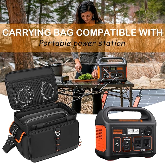 Travel Carrying Case for Jackery Explorer 1000/1000 v2, Solar Generator Case for Jackery & Accessories, Portable Power Station Bag with Waterproof Bottom, Strap & Pockets, Multiple Size