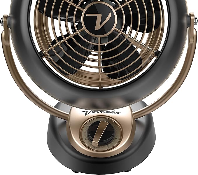 Vornado VFAN™ Petite Alchemy Vintage Air Circulator, 3-Speed, Retro Metal, Desk Fan with Adjustable Tilt Head for Bedroom, Office, Dorm Cooling, 12 in Compact Fan, Gunmetal Finish