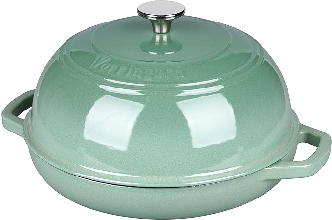 VORRINGARD Enameled Cast Iron Dutch Oven Pot with Lid, Bread Oven for Sourdough Bread Baking, Dutch Ovens with Bread Proofing Basket& Baking Supplies Set, 6 Quart, Sage Green