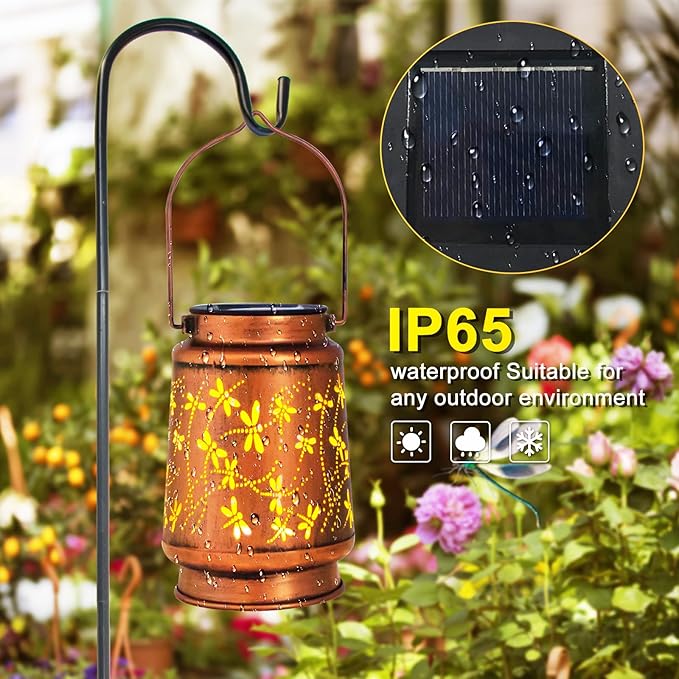 Mothers Day Gifts, 2 Pack Dragonfly Birthday Gifts for Women Mom Grandma Solar Lanterns Outdoor Waterproof Garden Decor Hanging LED Decorative Light for Patio Yard Lawn Gardening Gifts