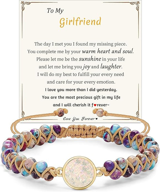 Mothers Day Gifts for Daughter Granddaughter, To My Mom Grandma Wife Girlfriend Sister Jasper Heart Bracelets Birthday Anniversary Christmas Stocking Stuffers Valentines Day Jewelry