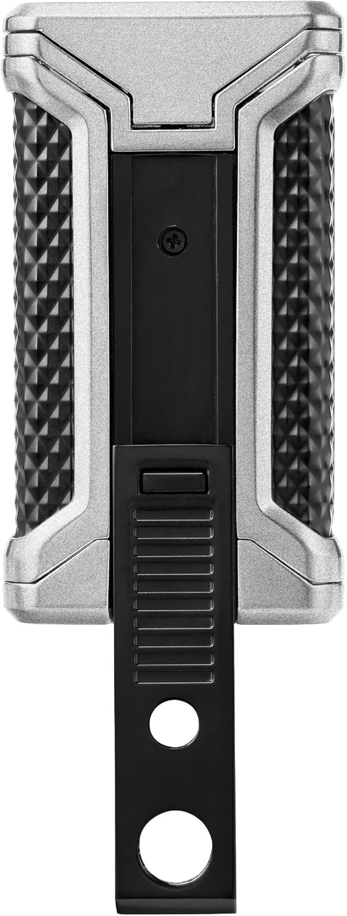 Colibri Ascari Triple Jet Torch Lighter, Windproof & Uses Butane Refill, Cigar Enthusiast's Choice with Integrated Punch, Blue Fuel Window, and Adjustable Flame (Charcoal + Black)