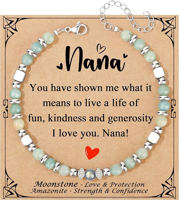 JoycuFF 𝗚𝗶𝗳𝘁𝘀 𝗳𝗼𝗿 𝗪𝗼𝗺𝗲𝗻 𝗠𝗼𝗼𝗻𝘀𝘁𝗼𝗻𝗲 𝗕𝗿𝗮𝗰𝗲𝗹𝗲𝘁 Amazonite Colorful Imperial Jasper Stainless Steel Beads Bracelets, Mothers Day Birthday Christmas Valentines Graduation Gifts