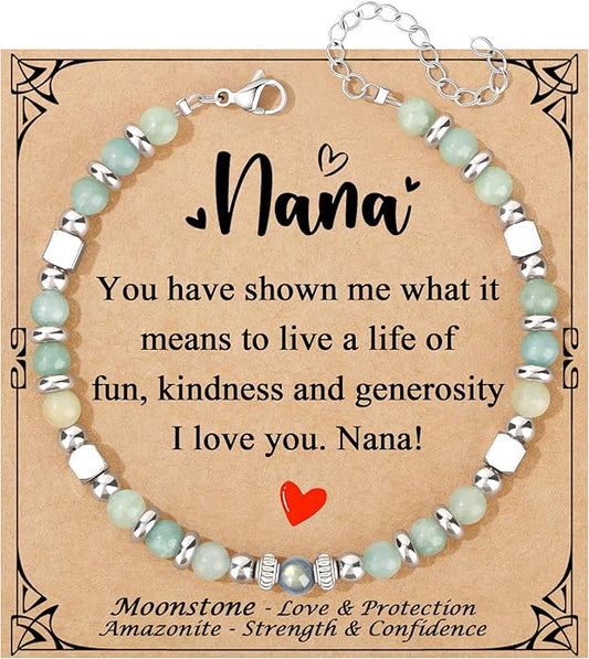 JoycuFF 𝗚𝗶𝗳𝘁𝘀 𝗳𝗼𝗿 𝗪𝗼𝗺𝗲𝗻 𝗠𝗼𝗼𝗻𝘀𝘁𝗼𝗻𝗲 𝗕𝗿𝗮𝗰𝗲𝗹𝗲𝘁 Amazonite Colorful Imperial Jasper Stainless Steel Beads Bracelets, Mothers Day Birthday Christmas Valentines Graduation Gifts