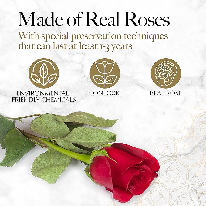 GLAMOUR BOUTIQUE 27 Flower Forever Heart Shape Box, for Mom, Eternal Preserved Roses Gift for Her, Long Lasting Flowers Bouquet, for Birthday, Anniversary and Girlfriend - Red