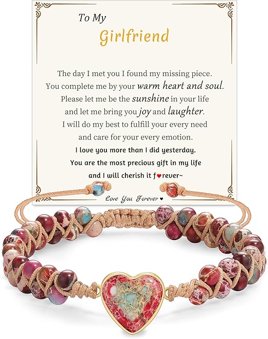 Mothers Day Gifts for Daughter Granddaughter, To My Mom Grandma Wife Girlfriend Sister Jasper Heart Bracelets Birthday Anniversary Christmas Stocking Stuffers Valentines Day Jewelry