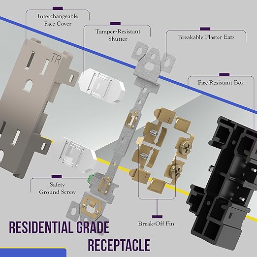 ENERLITES Elite Series Decorator Receptacle Outlet Child Safe Tamper-Resistant, Gloss Finish, Self-Grounding, Residential Grade, 15A 125V Standard Electrical Wall Outlet, UL Listed, Nickel 10 Pack