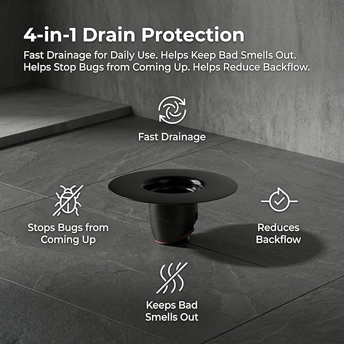 Shower Drain Floor Drain Backflow Preventer Magnetic Levitation One-Way Drain Valve Fast Drainage Shower Plug Insert Drain Plug Fit for Tube Depth 2.56-4.13in (Caliber（2.76-3.5in）,Depth 2in)
