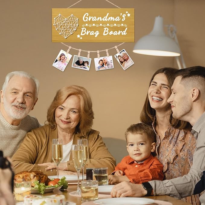 Yunfan Mothers Day Gifts for Grandma's Brag Board Grandma Gifts from Grandkids Picture Frame Photo Holder Grandma Birthday Christmas Thanksgiving Valentines Xmas