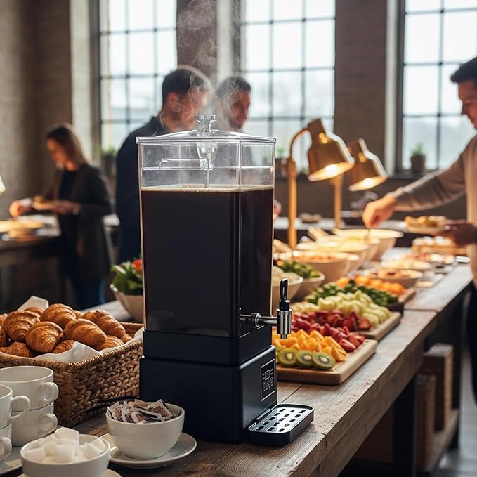 Commercial Coffee Urn Hot Beverage Dispenser Coffee Maker, Food-grade Plastic 14 L 90 Cups, Hot Chocolate Machine, Electric Percolator for Catering Hot Water for Hot Cocoa, Drink, Tea, Juice